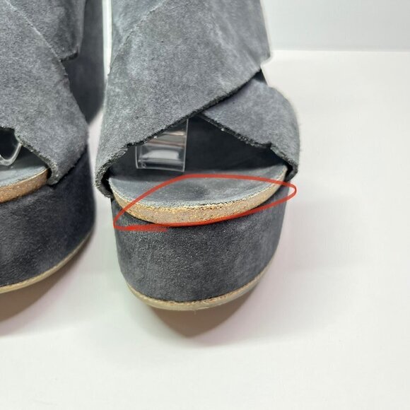 Pedro Garcia Gray Wedge platform Suede sling back sandals Size EU38.5 / 8US - Picture 6 of 11